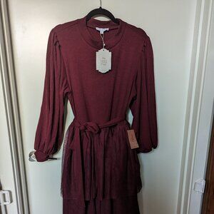 Never Worn - Tags On - Maroon/Wine Tiered Knee Length Dress XL